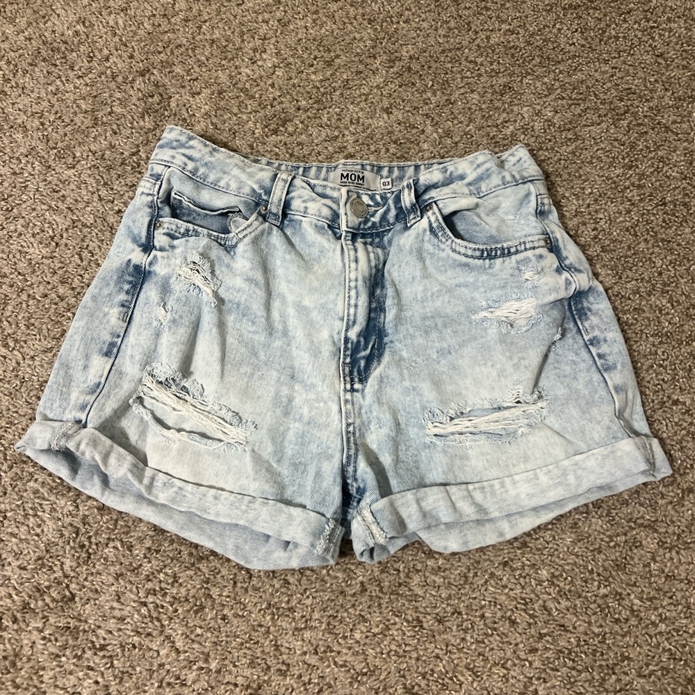 Refuge Light Blue Distressed Jean Shorts